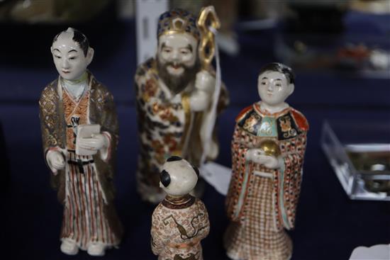 Four Japanese Satsuma figures tallest 11.5cm